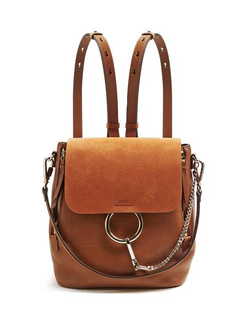 Matchesfashion.com Chlo - Faye Small Suede And Leather Backpack - Womens - Tan