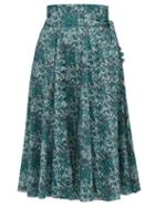 Matchesfashion.com Horror Vacui - Sophie Scalloped Floral Print Cotton Skirt - Womens - Green Multi
