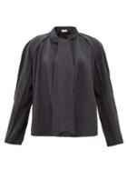 Matchesfashion.com Lemaire - Neck-tie Silk-blend Blouse - Womens - Dark Grey