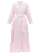 Matchesfashion.com Wiggy Kit - Nehru Ruffle Linen Dress - Womens - Pink