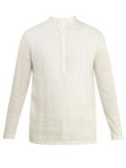 120 Lino Henley Long-sleeved Linen T-shirt