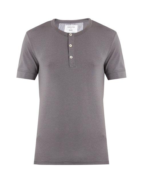 Matchesfashion.com Hamilton And Hare - Short Sleeved Henley T Shirt - Mens - Grey