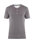 Matchesfashion.com Hamilton And Hare - Short Sleeved Henley T Shirt - Mens - Grey