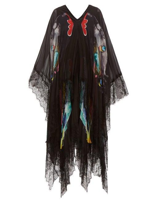 Matchesfashion.com Romance Was Born - Why The Butterflies Sheer Layered Chiffon Dress - Womens - Black Multi