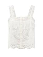 Matchesfashion.com Loveshackfancy - Sully Lace & Broderie-anglaise Cotton Top - Womens - White