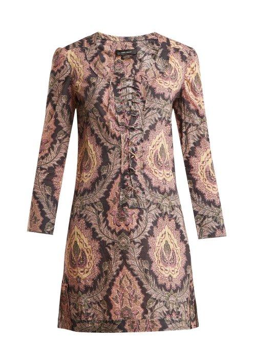 Matchesfashion.com Isabel Marant - Xisia Floral Print Lace Up Blouse - Womens - Pink Multi