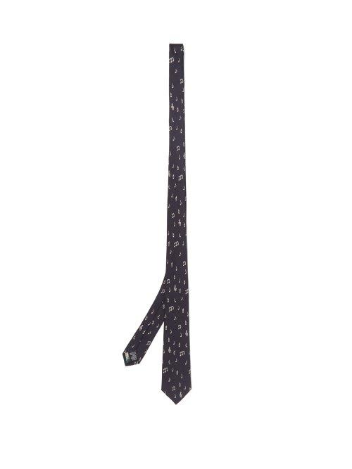 Matchesfashion.com Paul Smith - Musical Note Jacquard Silk Faille Tie - Mens - Blue Multi