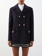 Valentino - Double-breasted Wool-blend Jacket - Womens - Navy