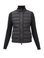 Moncler Grenoble - High-neck Quilted-front Wool-blend Knit Jacket - Womens - Black