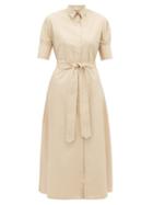 Matchesfashion.com White Story - Antonia Belted Cotton Shirtdress - Womens - Beige