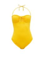 Matchesfashion.com Melissa Odabash - Beijing Lace Up Bandeau Swimsuit - Womens - Yellow