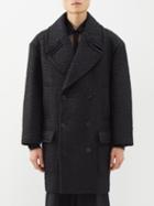 Valentino - Double-breasted Wool-blend Boucl Peacoat - Mens - Black