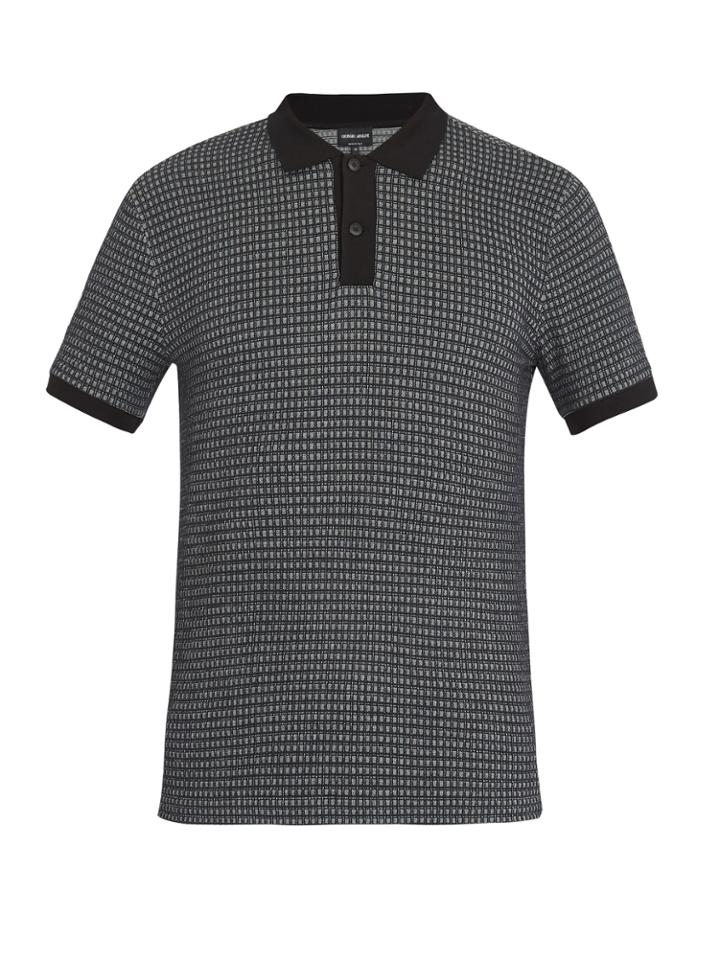 Giorgio Armani Short-sleeved Waffle-jersey Polo Shirt