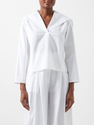 Les Vacances D'irina - Le Matelot Sailor-collar Cotton-piqu Shirt - Womens - White