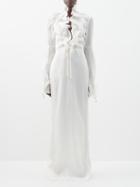 Tom Ford - Ruffled Plunge-neck Silk-satin Organza Gown - Womens - White
