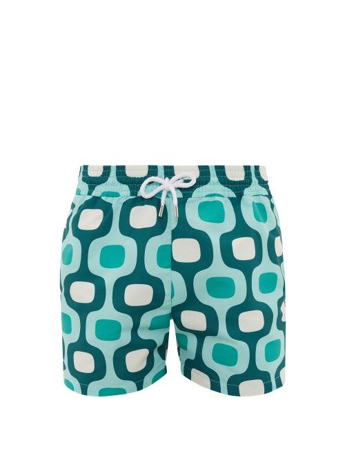 Matchesfashion.com Frescobol Carioca - Mosaic-print Swim Shorts - Mens - Green Multi