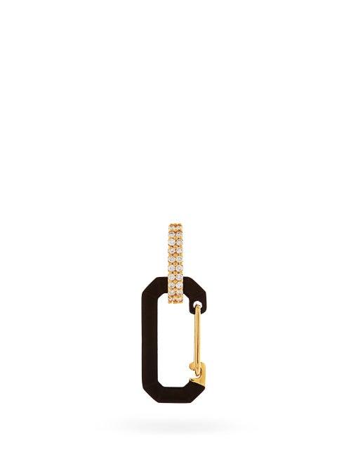 Matchesfashion.com Era - Chiara Diamond & 18kt Gold Single Hoop Earring - Womens - Black