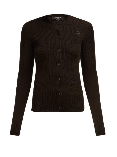 Matchesfashion.com Rochas - Logo Appliqu Cotton Cardigan - Womens - Black