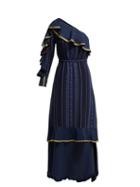 Matchesfashion.com Zeus + Dione - Artemis One Shoulder Silk Blend Gown - Womens - Navy