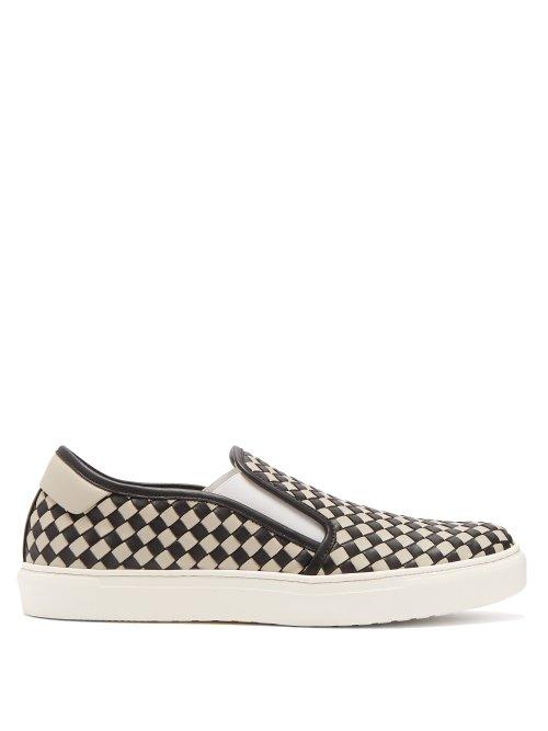 Matchesfashion.com Bottega Veneta - Intrecciato Leather Trainers - Mens - White Multi
