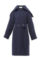 Matchesfashion.com Chlo - Cape Collar Belted Wool Blend Coat - Womens - Navy
