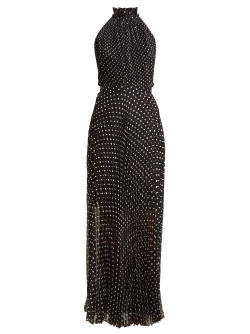 Matchesfashion.com Raquel Diniz - Giovanna Pleated Polka Dot Silk Dress - Womens - Black White