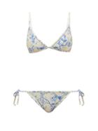 Matchesfashion.com Zimmermann - Verity Floral Print Bikini - Womens - White