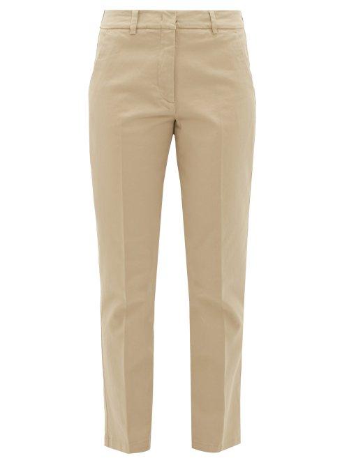 Matchesfashion.com Weekend Max Mara - Oglio Slim Leg Cotton Blend Chino Trousers - Womens - Beige