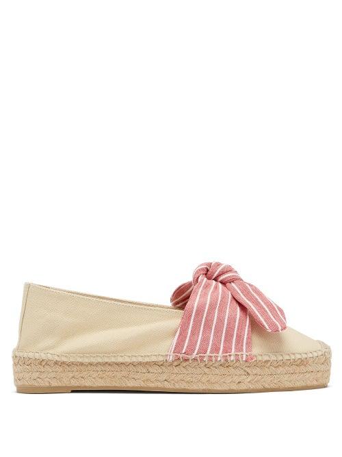 Matchesfashion.com Castaer - Kay Bow-tie Canvas Espadrilles - Womens - Pink White