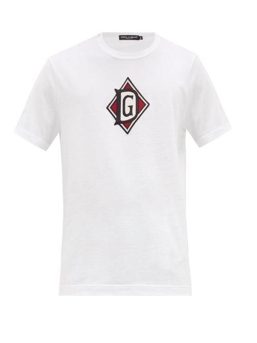 Matchesfashion.com Dolce & Gabbana - Monogram-embroidered Cotton T-shirt - Mens - White