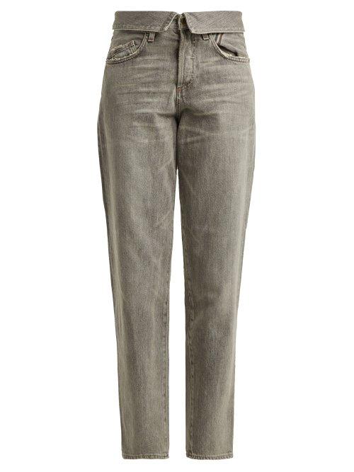 Matchesfashion.com Jean Atelier - Flip Fold Over Jeans - Womens - Light Grey