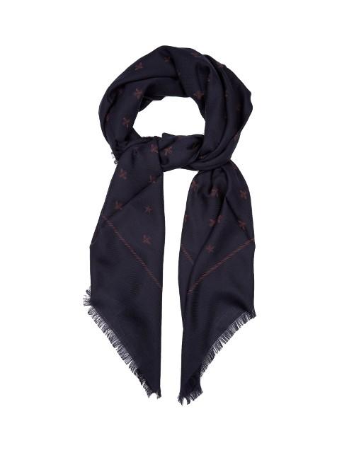 Gucci Wool And Silk-blend Bees And Star-print Scarf