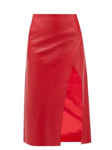 Maximilian - Sorrel Leather Skirt - Womens - Red