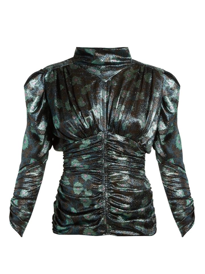 Isabel Marant Parman Printed Lurex High-neck Top