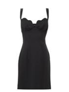 Matchesfashion.com Saloni - Halle Scalloped-neck Crepe Mini Dress - Womens - Black