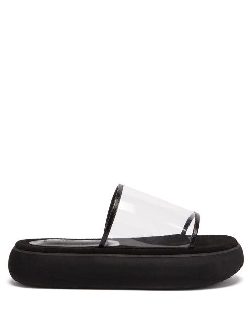 Matchesfashion.com Osoi - Boat Pvc And Leather Flatform Slides - Womens - Clear