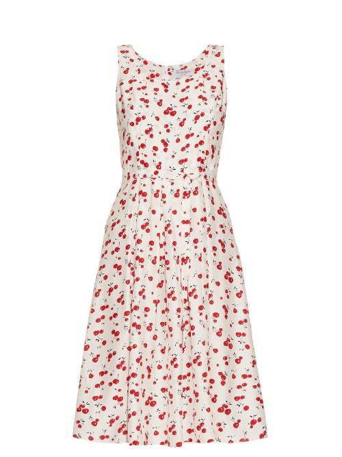 Hvn Jordan Cherry-print Sleeveless Dress