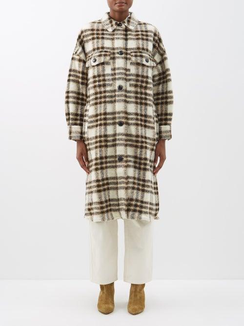 Isabel Marant Toile - Fontizi Checked Wool-blend Coat - Womens - White Multi