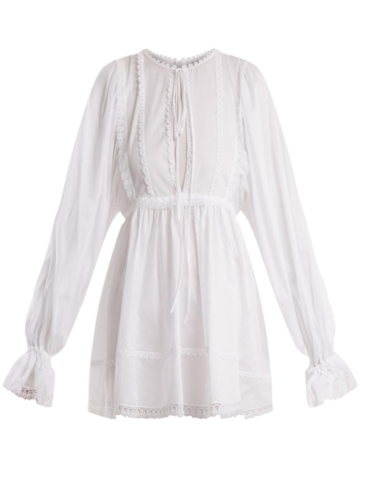 Dolce & Gabbana Lace-trimmed Cotton-blend Mousseline Top