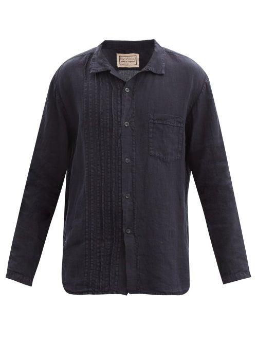 By Walid - Tristan Upcycled Linen Shirt - Mens - Black