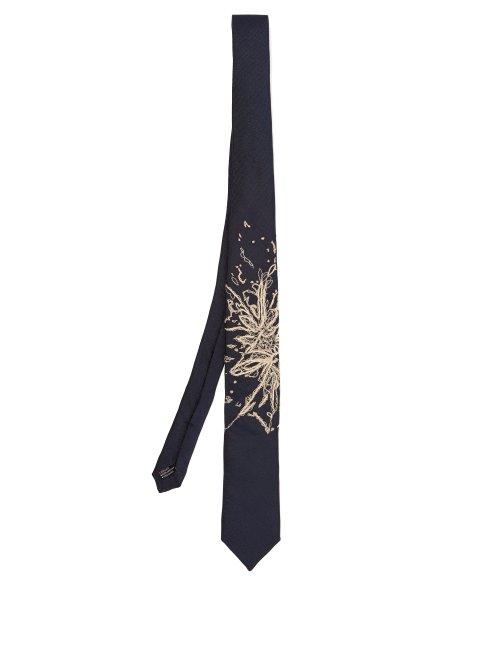 Matchesfashion.com Title Of Work - Sugar Crystal Embroidered Tie - Mens - Navy