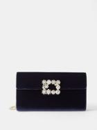 Roger Vivier - Flower Strass Crystal Buckle Boucl Clutch Bag - Womens - Navy
