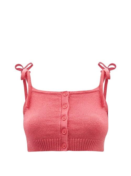 Ladies Rtw Joostricot - Linen-blend Knit Cropped Top - Womens - Pink