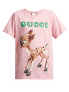 Gucci Fawn And Floral-print Cotton T-shirt