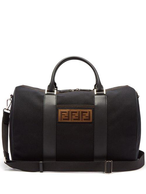Matchesfashion.com Fendi - Logo Patch Canvas Holdall - Mens - Black Brown