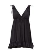 Matchesfashion.com Balenciaga - Ruffle-trimmed V-neck Jersey Babydoll Top - Womens - Black