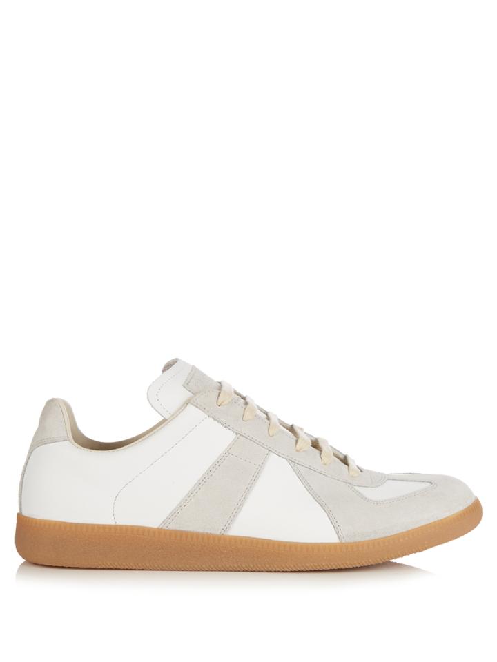 Maison Margiela Replica Low-top Leather And Suede Trainers