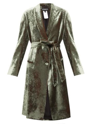 Matchesfashion.com Ann Demeulemeester - Longline Velvet Robe Coat - Womens - Green