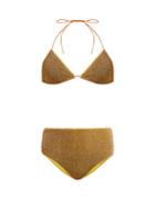 Matchesfashion.com Oseree - Lumire Metallic Triangle Bikini - Womens - Gold