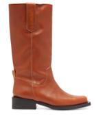 Matchesfashion.com Ganni - Mc Distressed Leather Western Boots - Womens - Tan